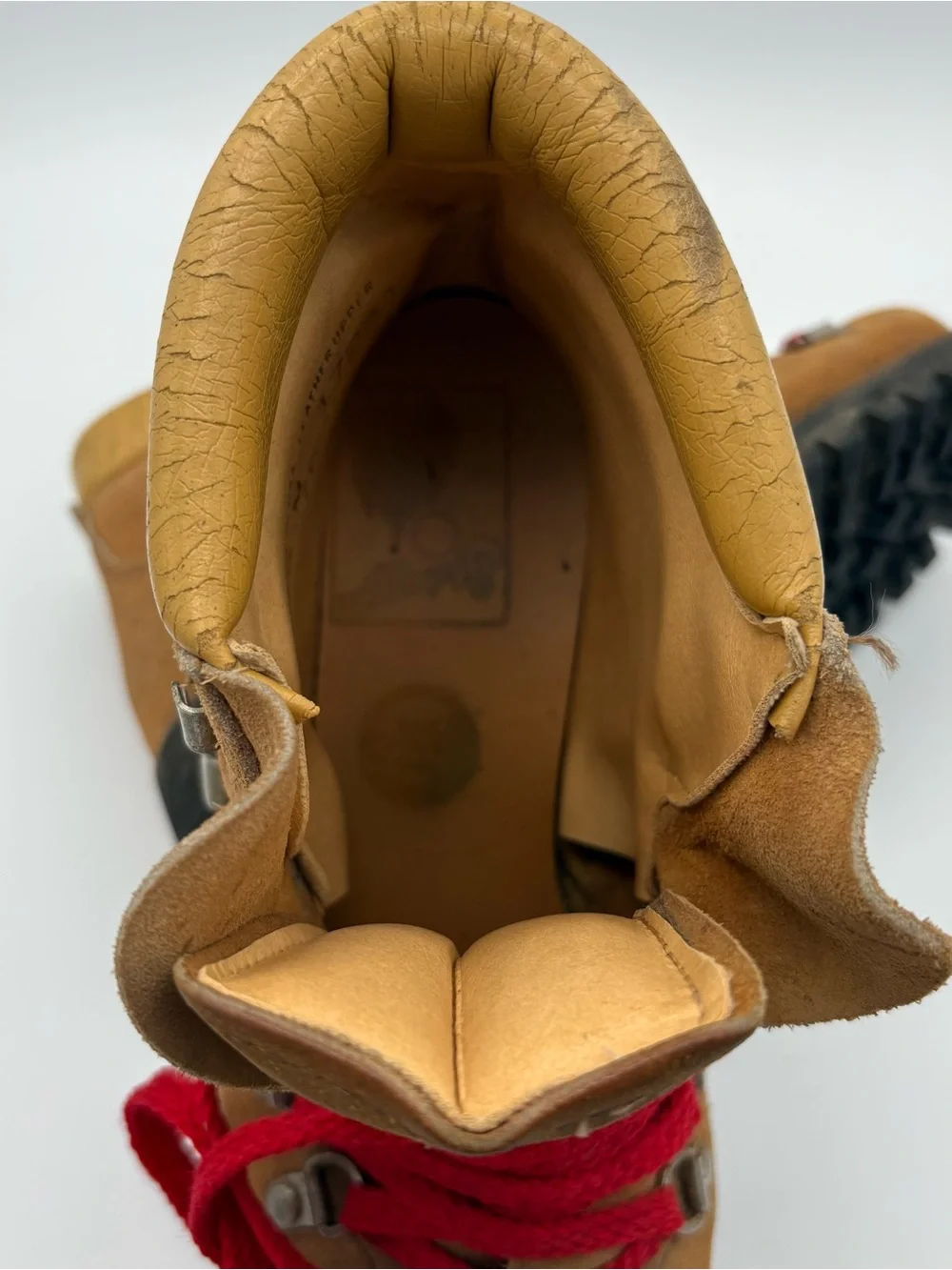 Vintage Sheboygan Hiking Boots Union Made USA Mens 7.5 M Red Lace Waffle Stomper